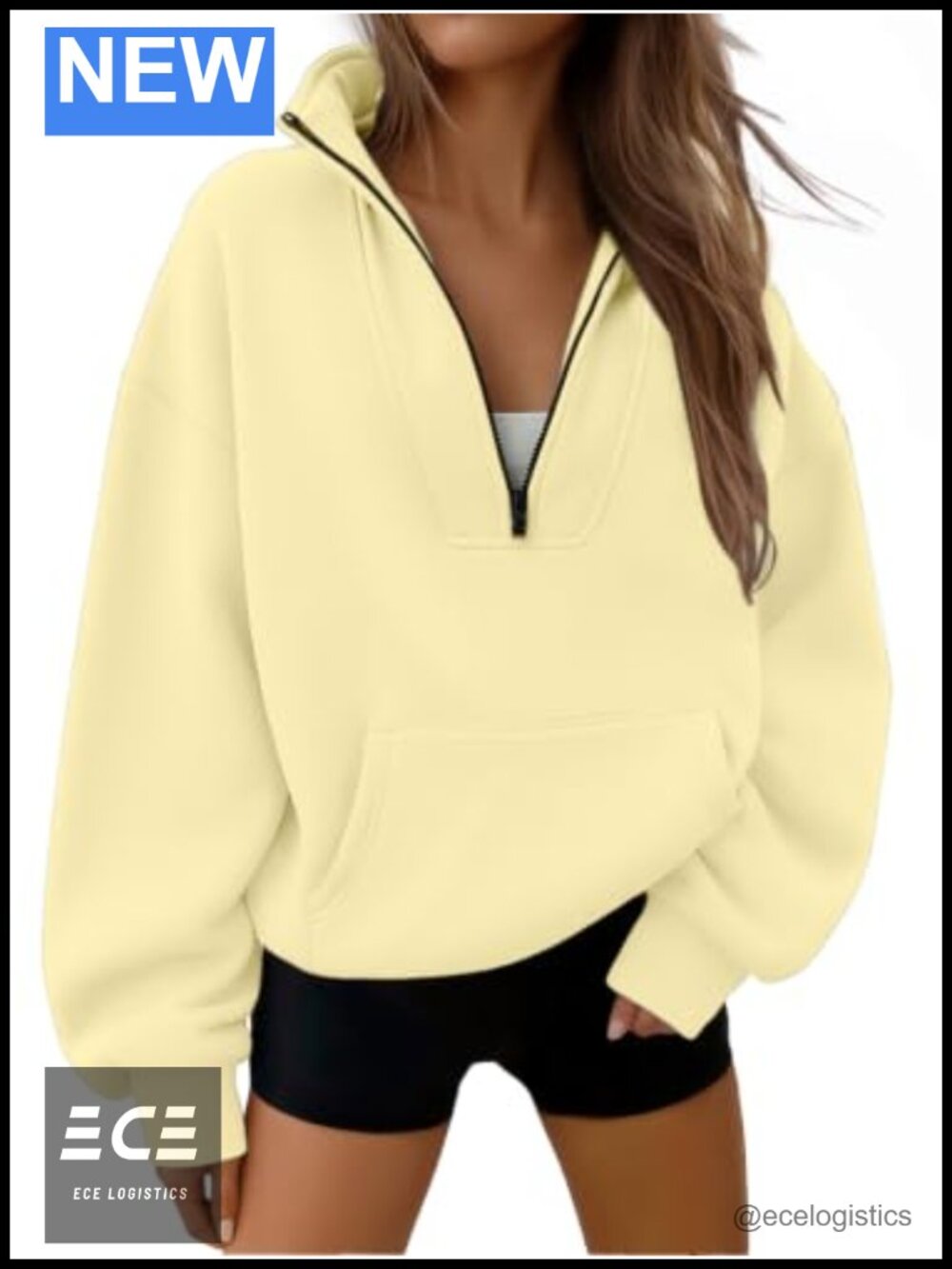 Women's Quarter Zip Pullover Sweatshirt Cotton Polyester Hoodie